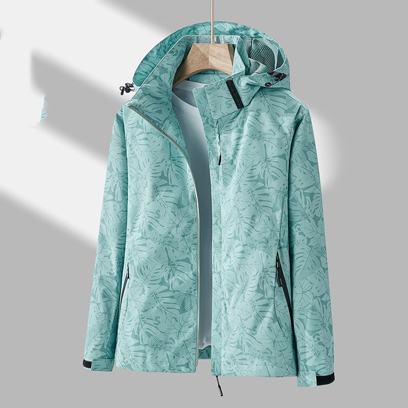 Veste d'extérieur élégante pour femme avec capuche à motifs