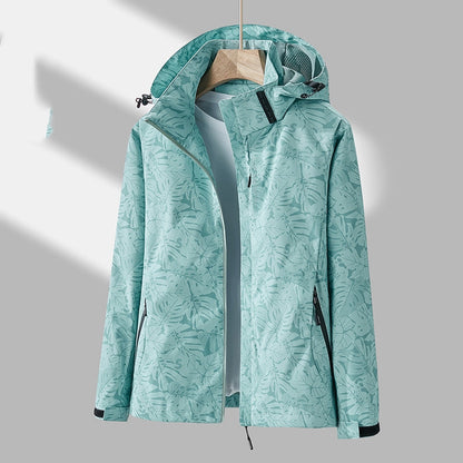 Veste d'extérieur élégante pour femme avec capuche à motifs