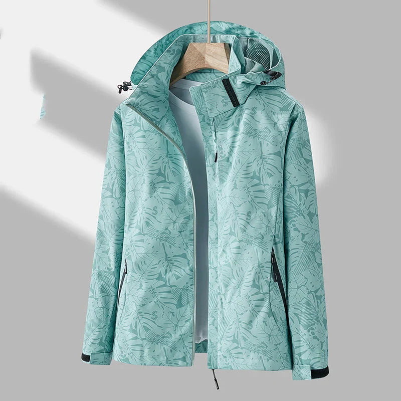 Veste d'extérieur pour femme Élégante Capuche Imprimé floral