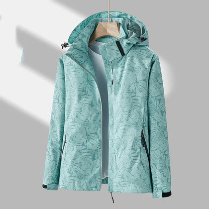 Veste d'extérieur pour femme Élégante Capuche Imprimé floral