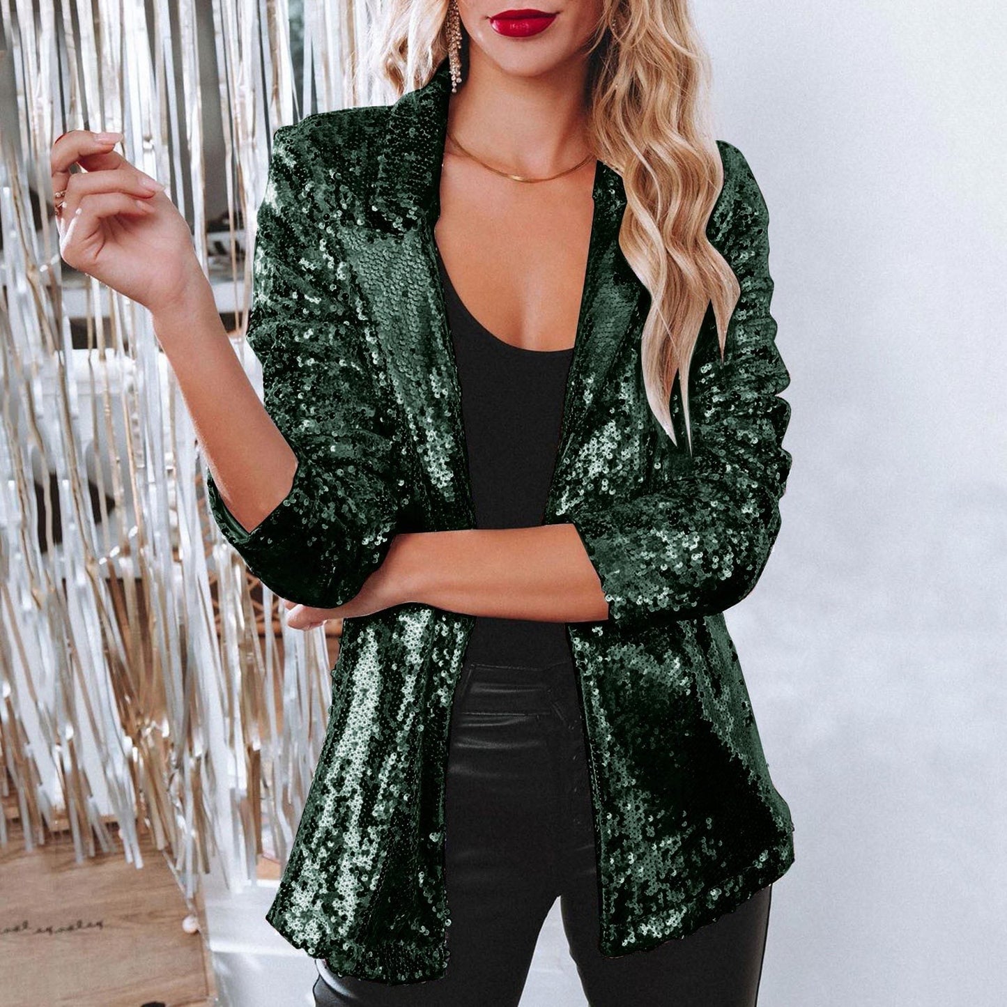 Blazer à sequins scintillants pour femme