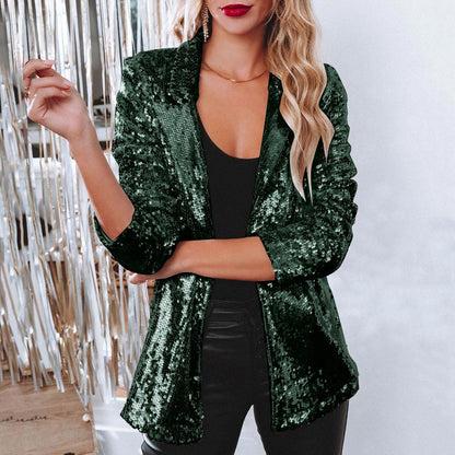 Blazer à sequins scintillants pour femme