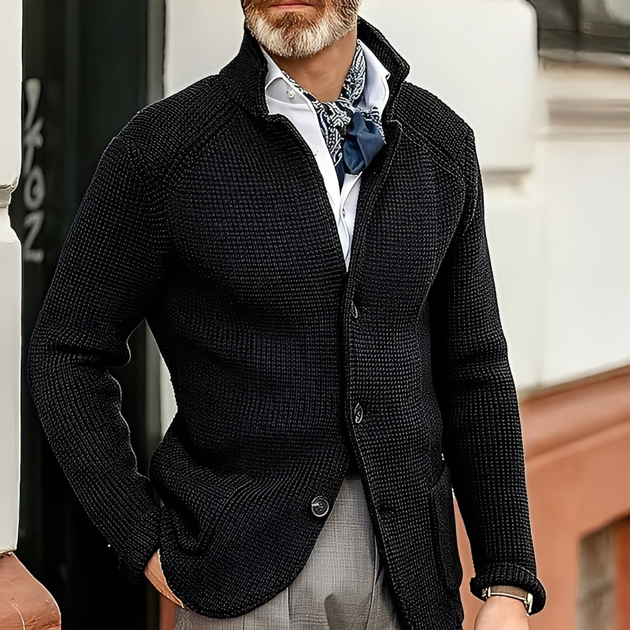 Cardigan stylé pour homme avec col montant