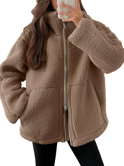 Veste en laine élégante pour femme avec fermeture éclair