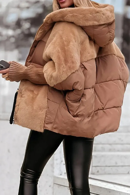 Damen Bomberjacke Kapuze Trendy Style - IdealeKleiden