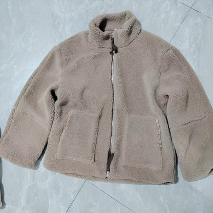 Manteau chaud en laine à col roulé pour femme