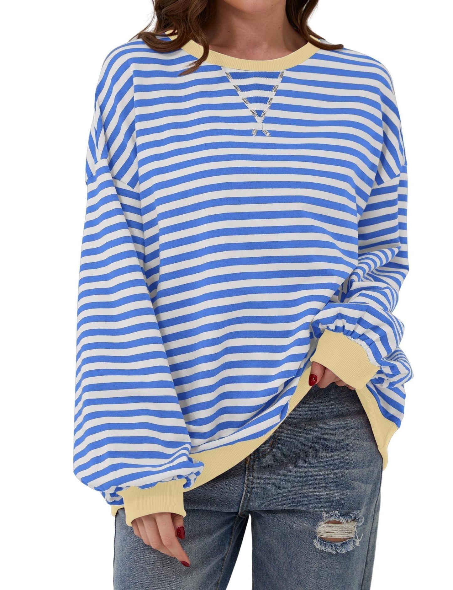 Pull rayé femme élégant décontracté