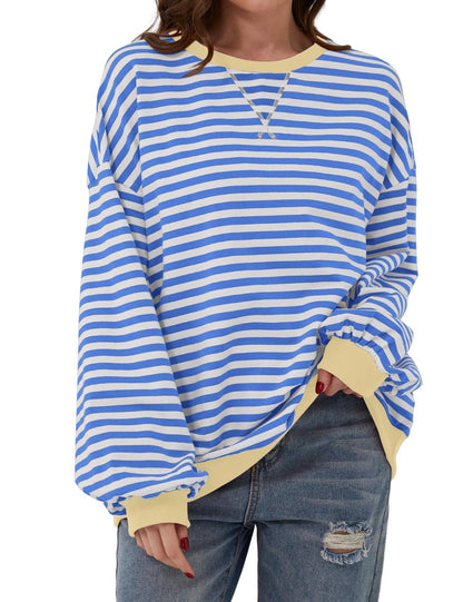 Pull rayé femme élégant décontracté