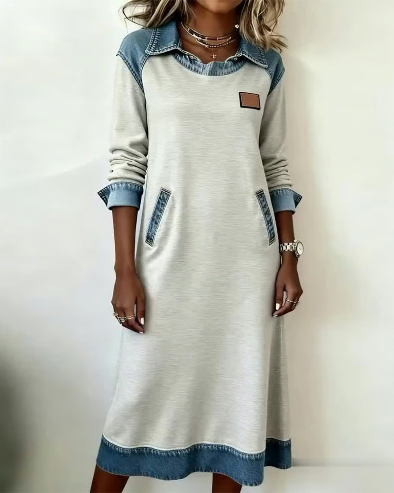 Robe en jean tendance style patchwork
