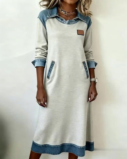 Robe en jean tendance style patchwork