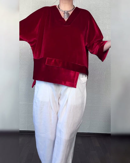 Elegantes Kleid V-Ausschnitt Asymmetrisch - IdealeKleiden