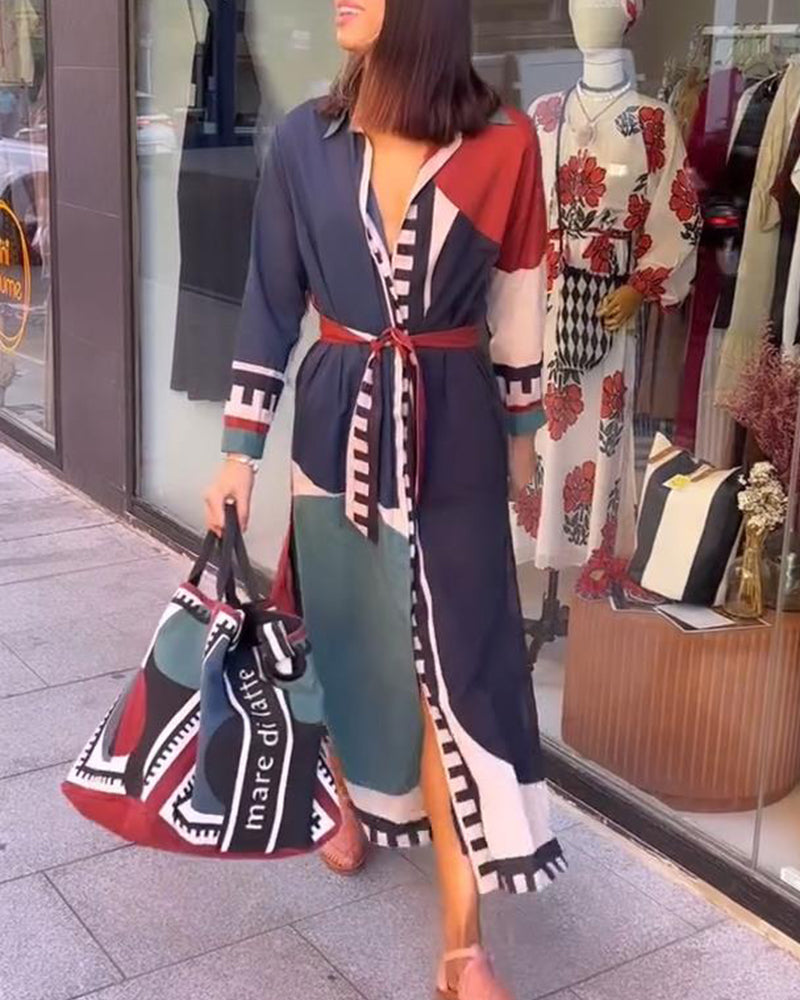 Sommerkleid Colorblock Modern Schnürung - IdealeKleiden