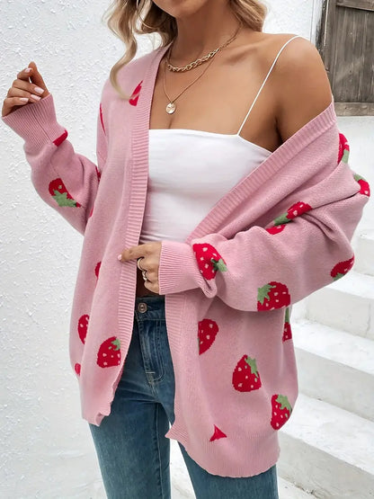 Übergröße Strickjacke Hüftlänge Verspielt Gestrickt - IdealeKleiden