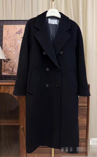 Langer Damen Mantel Elegant Schwarz - IdealeKleiden