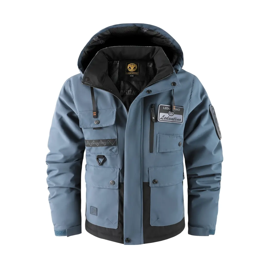 Veste d'extérieur chaude et isolée pour homme avec capuche amovible
