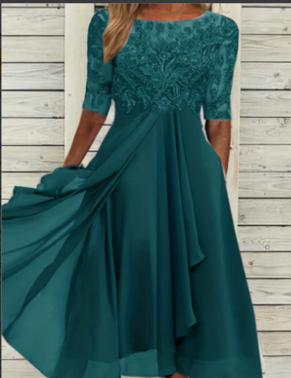 Élégante robe midi en mousseline pour femme