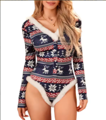 Body de Noël : Combinaison short sexy à motifs floraux