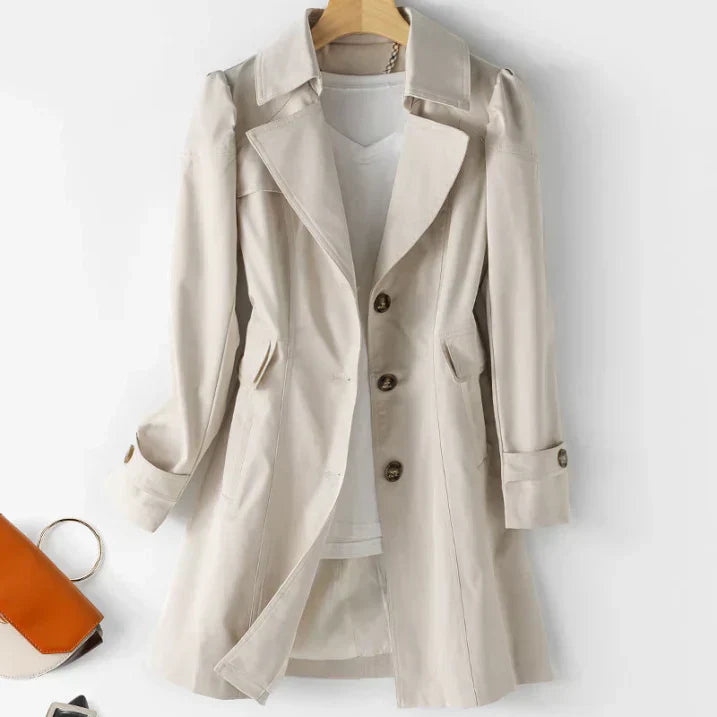 Trench-coat femme élégant chaud à capuche pour l'hiver