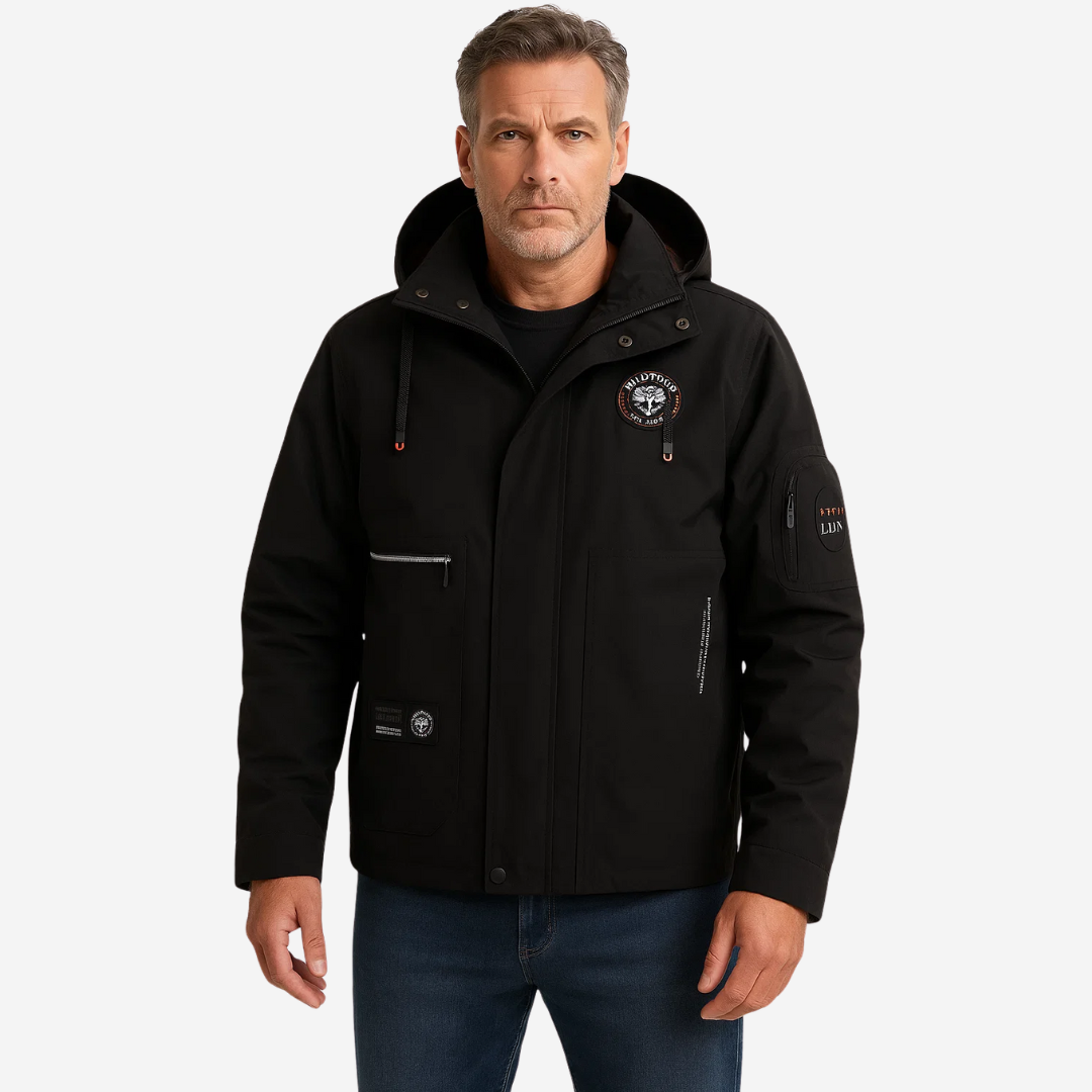 Wasserdichte Herrenjacke Outdoor Kapuze kariert - IdealeKleiden