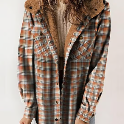Veste d'automne à carreaux Décontractée à capuche