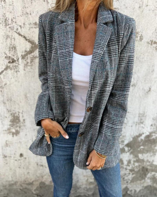 Eleganter Karierter Blazer Frauen - IdealeKleiden