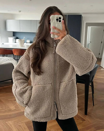 Veste Teddy Femme Chaude et Douillette