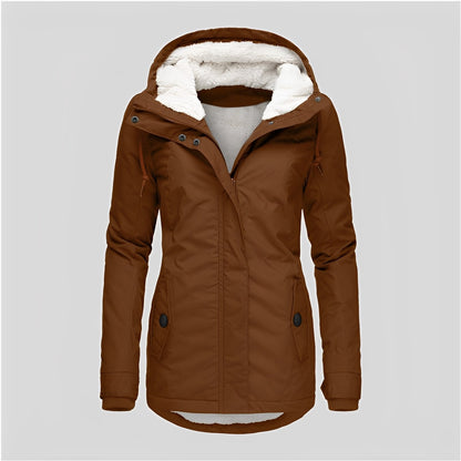 Damenschutzjacke Warm Plüsch Kapuze Winter - IdealeKleiden