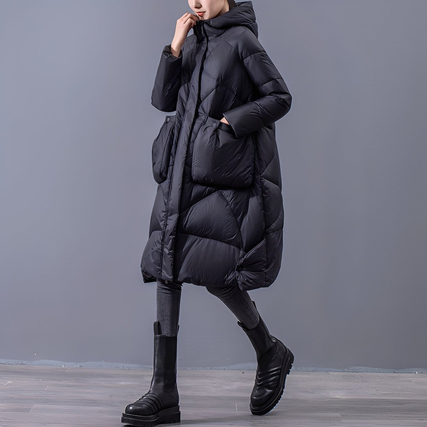 Manteau à capuche Femme Grandes poches Confortable