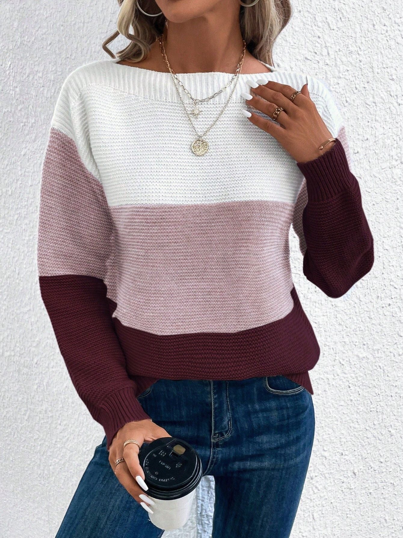 Pull tendance pour femme à rayures 3 couleurs