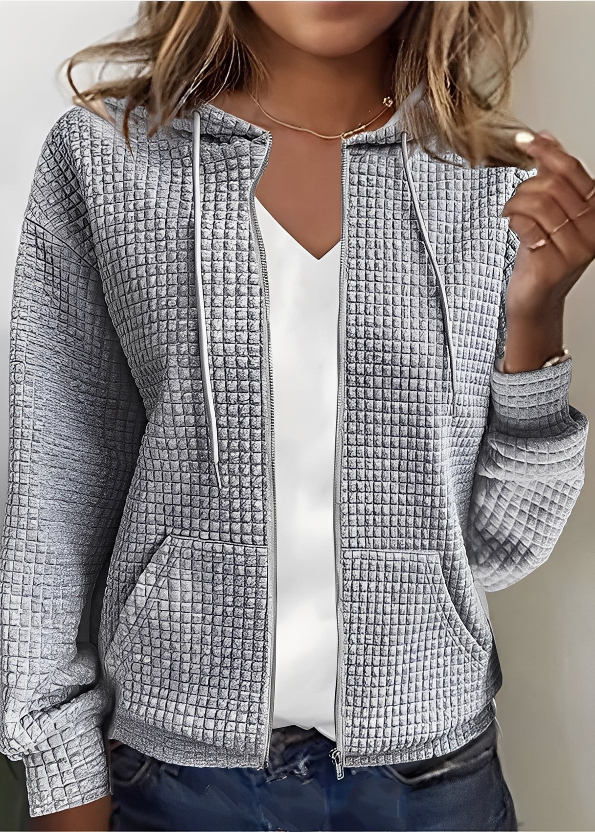 Cardigan femme mode capuche poches