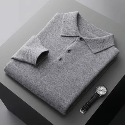 Polo en mérinos pull-over bords-côtes chaud