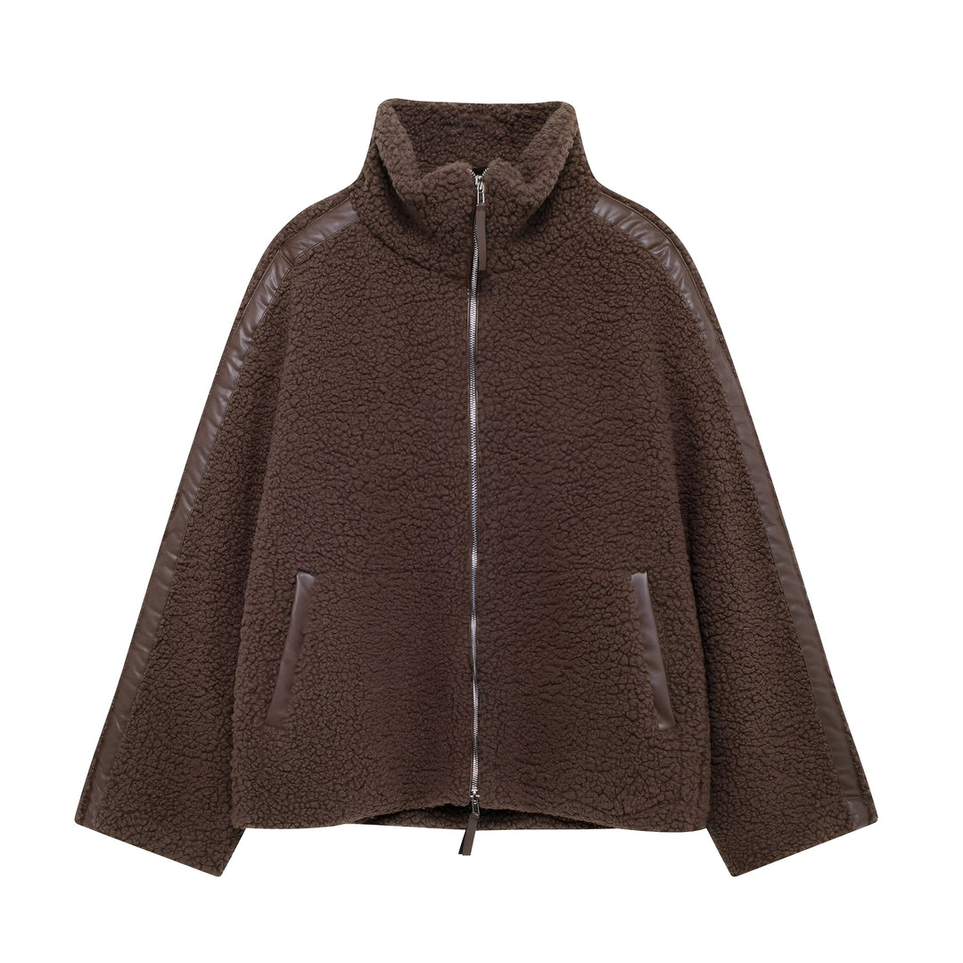 Manteau chaud en laine à col roulé pour femme