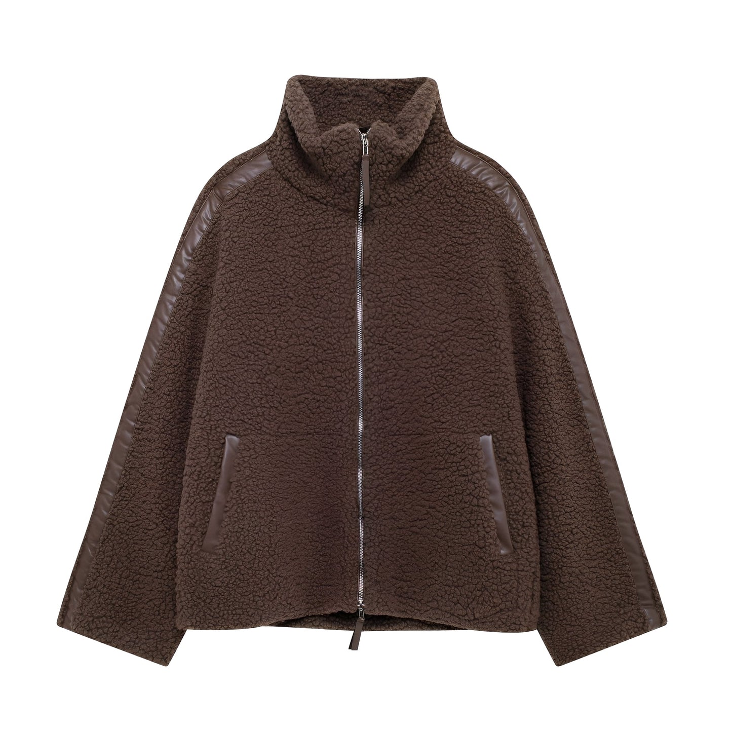 Manteau chaud en laine à col roulé pour femme