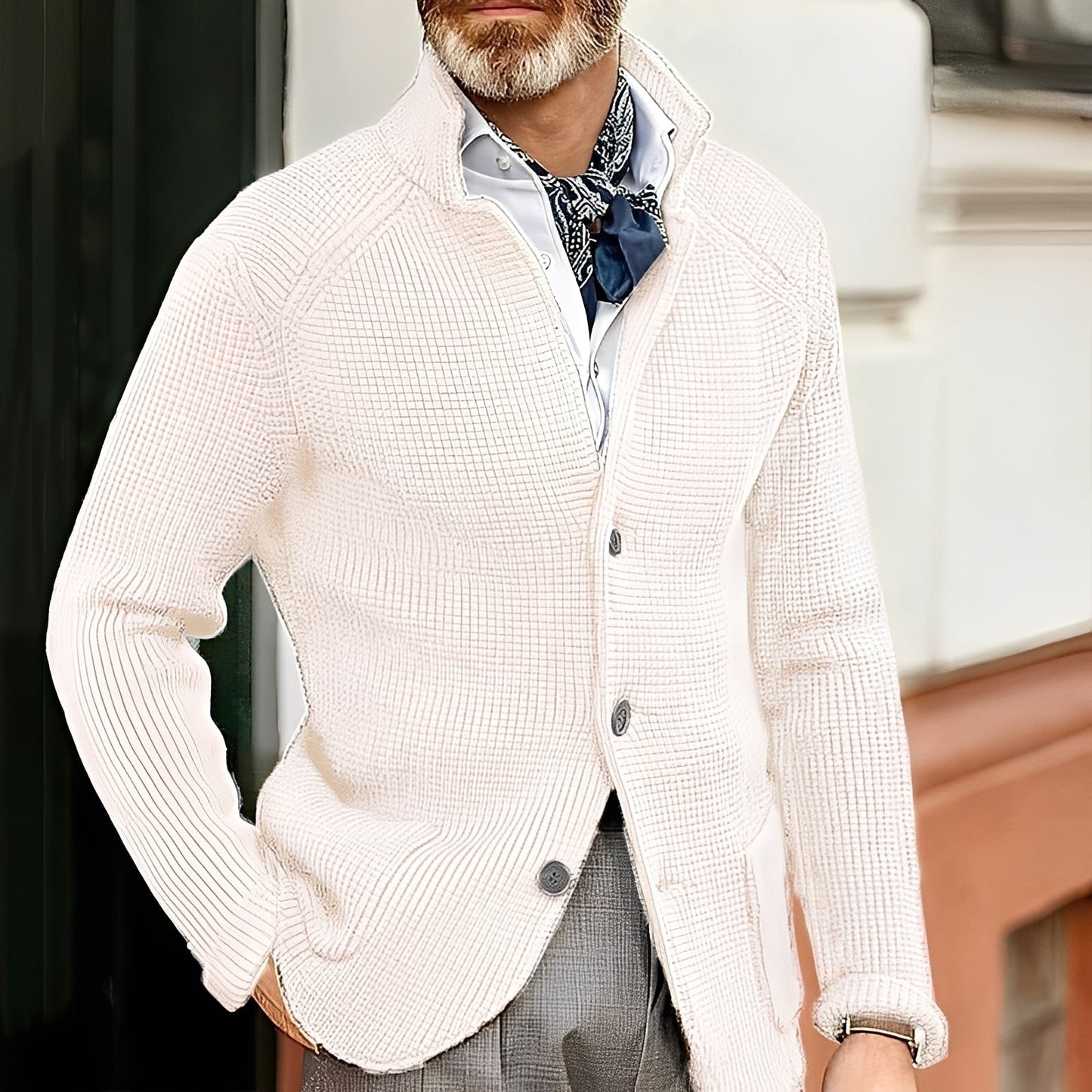 Cardigan stylé pour homme avec col montant