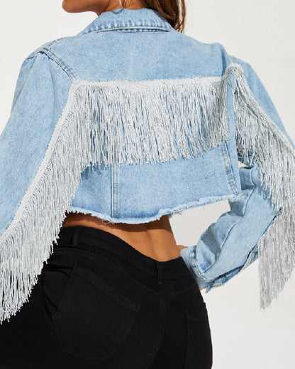 Rippen Jeansjacke Trendy Style - IdealeKleiden