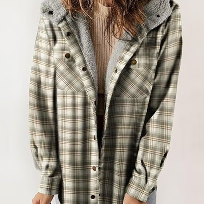Veste d'automne à carreaux Décontractée à capuche