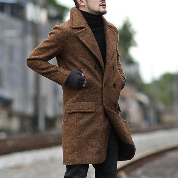 Manteau en laine élégant pour homme avec double boutonnage