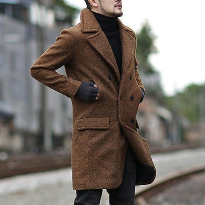 Manteau en laine élégant pour homme avec double boutonnage