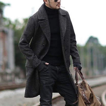 Manteau en laine élégant pour homme avec double boutonnage