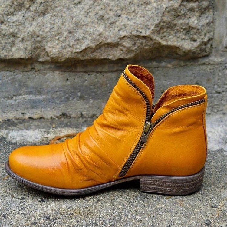 Bottes en cuir hautes pour femme avec fermeture éclair