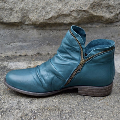 Bottes en cuir hautes pour femme avec fermeture éclair