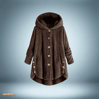 Veste teddy douillette à boutons et capuche