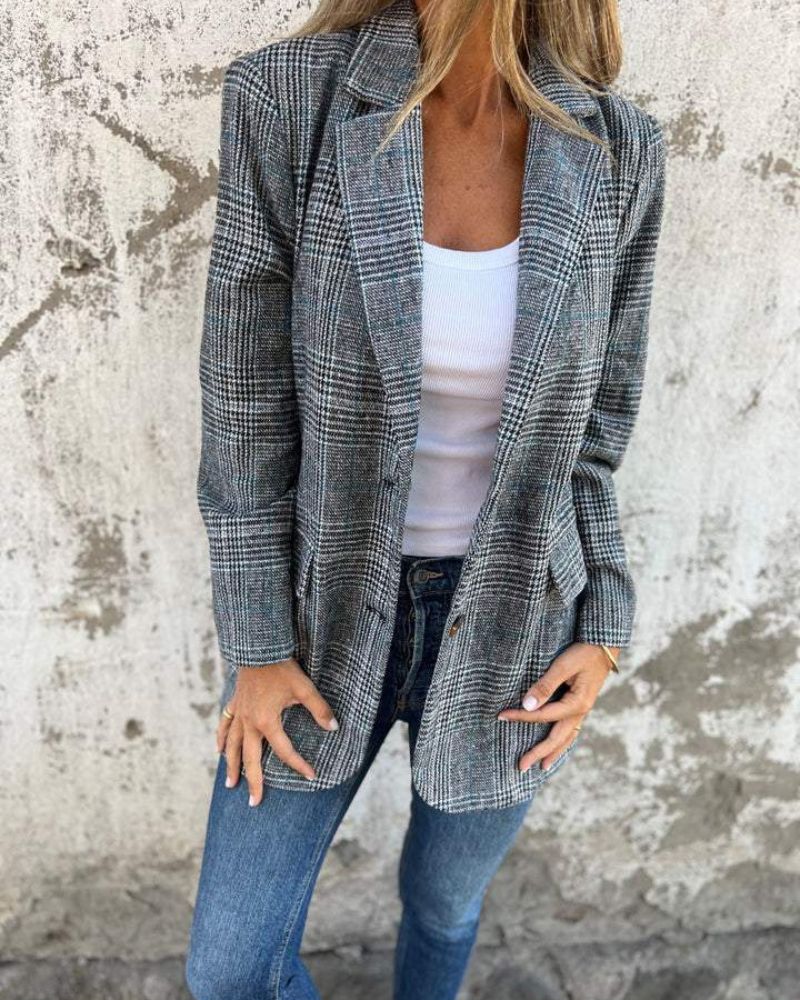 Blazer à carreaux élégant pour femme