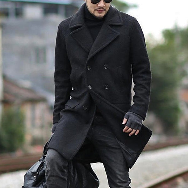 Manteau en laine élégant pour homme avec double boutonnage