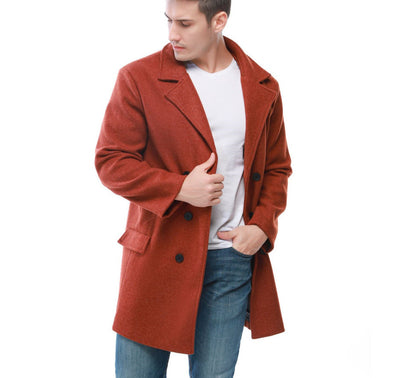 Manteau en laine élégant pour homme avec double boutonnage