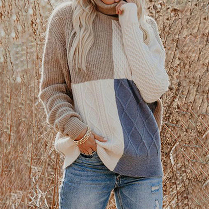Robe tendance | Pull tricoté couleurs contrastées