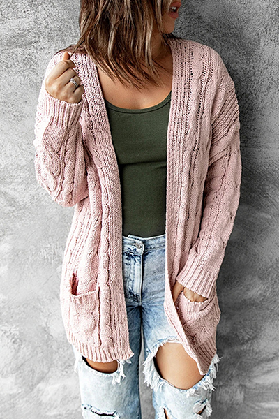 Long Cardigan Ouvert Sur Le Devant Avec Poches
