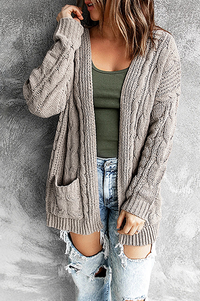 Long Cardigan Ouvert Sur Le Devant Avec Poches