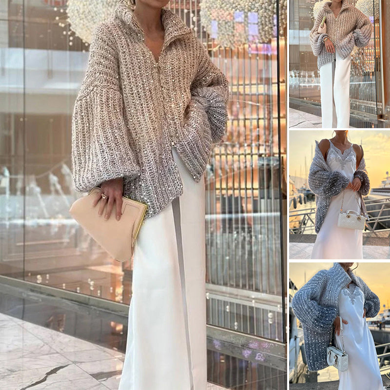 Strickcardigan Glitzer Pailletten Damen - IdealeKleiden