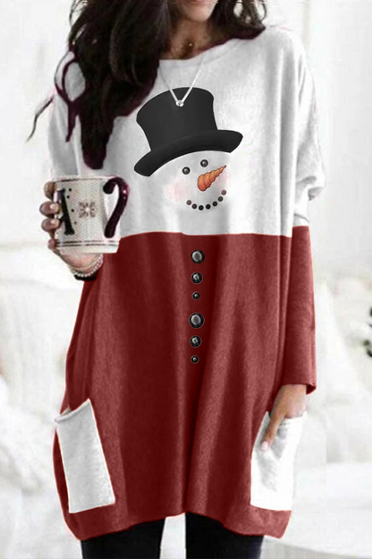 Robe de Noël imprimée patchwork pour femme